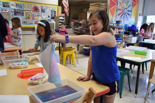 Third Graders Create Original Chalk Float Prints
